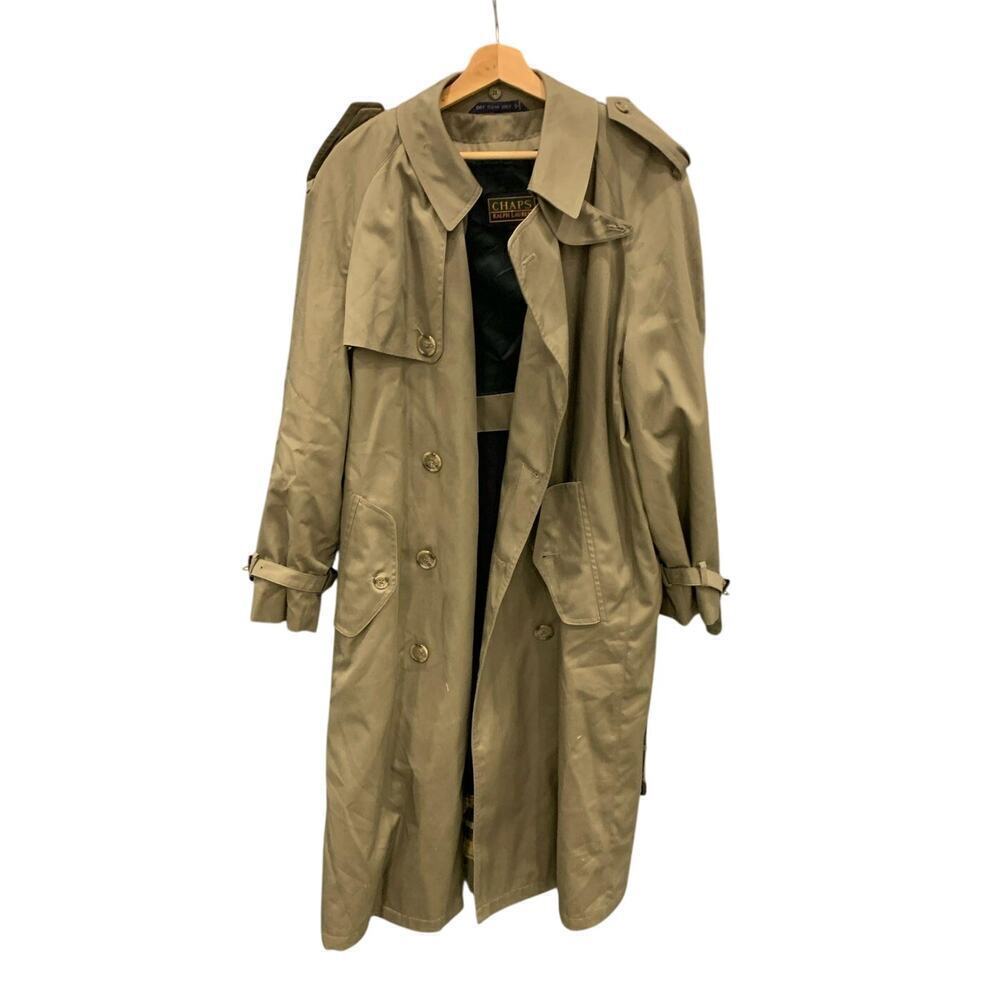 Vintage Chaps Ralph Lauren Size 40S Heavy Brown Overcoat Trench Coat